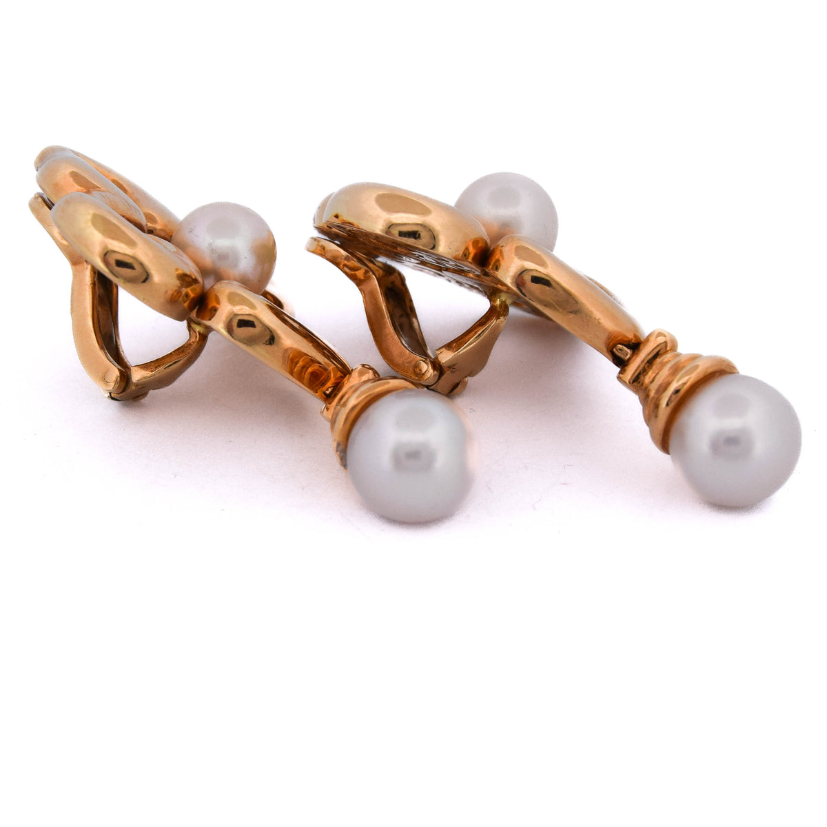 Boucles d'oreilles Clips en or jaune et perles