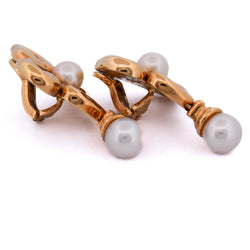 Boucles d'oreilles Clips en or jaune et perles