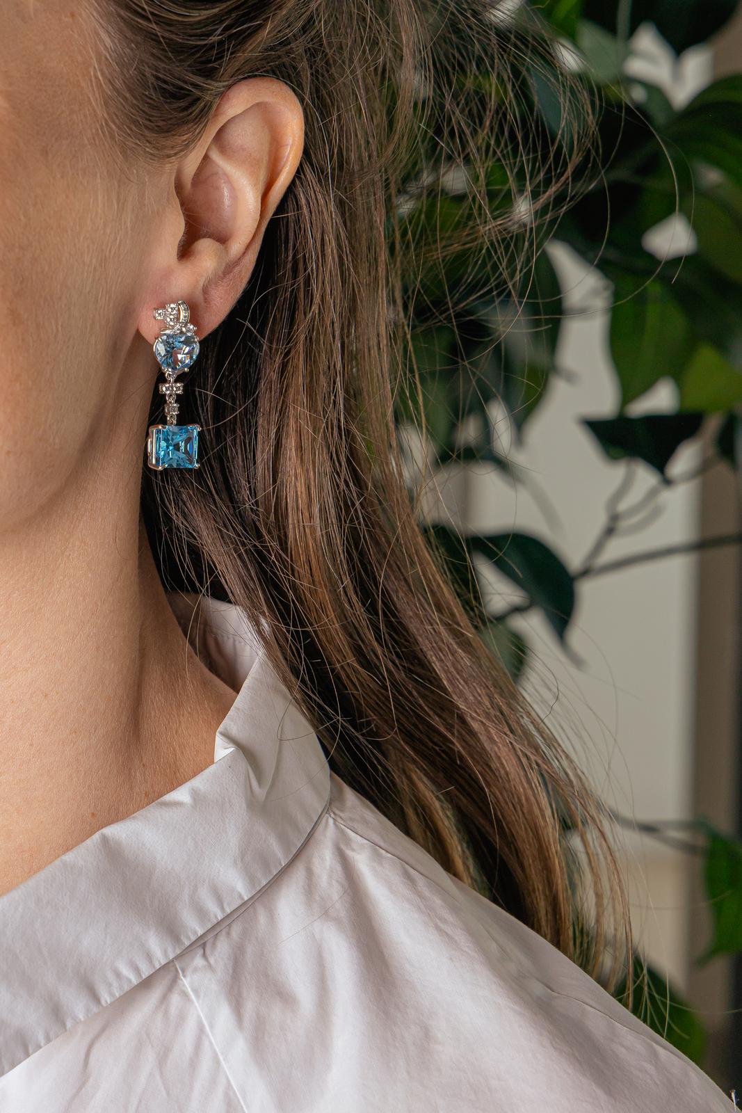 Boucles d'oreilles Or blanc Topaze