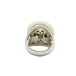 LUCIANO SOMENZI Cocktail Ring in white gold, Agate, Coral, and Diamonds