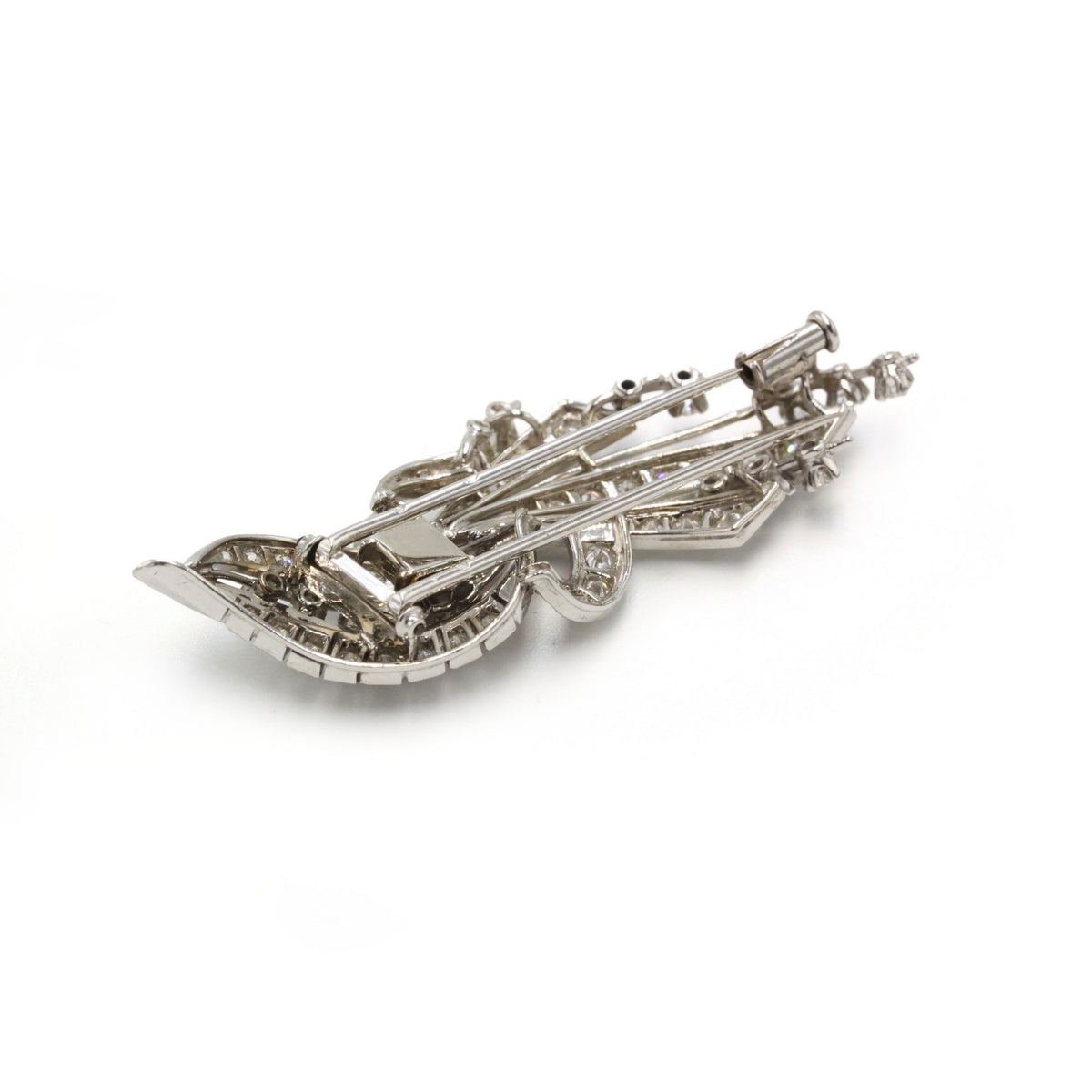 Double-Pin Brooch in Platinum and Diamonds