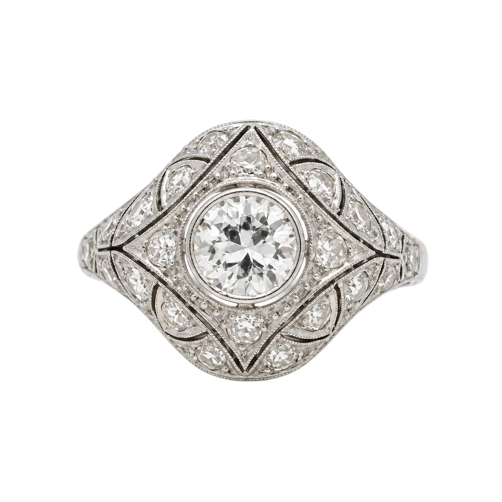 Platinum and Diamond Dome Ring