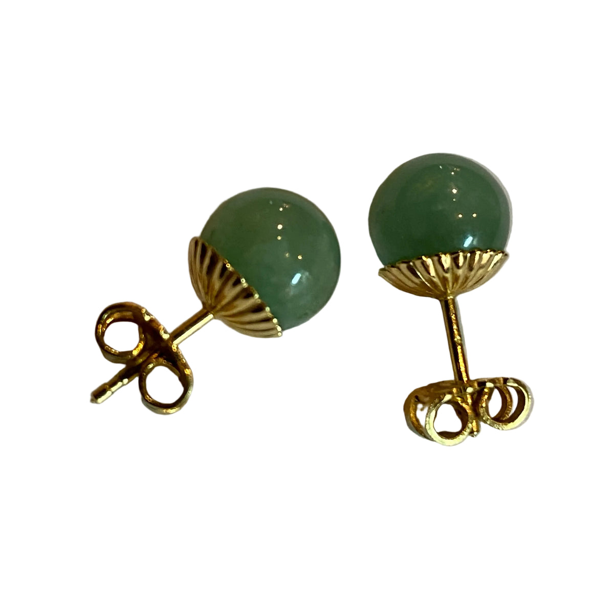 Yellow Gold and Jade Stud Earrings