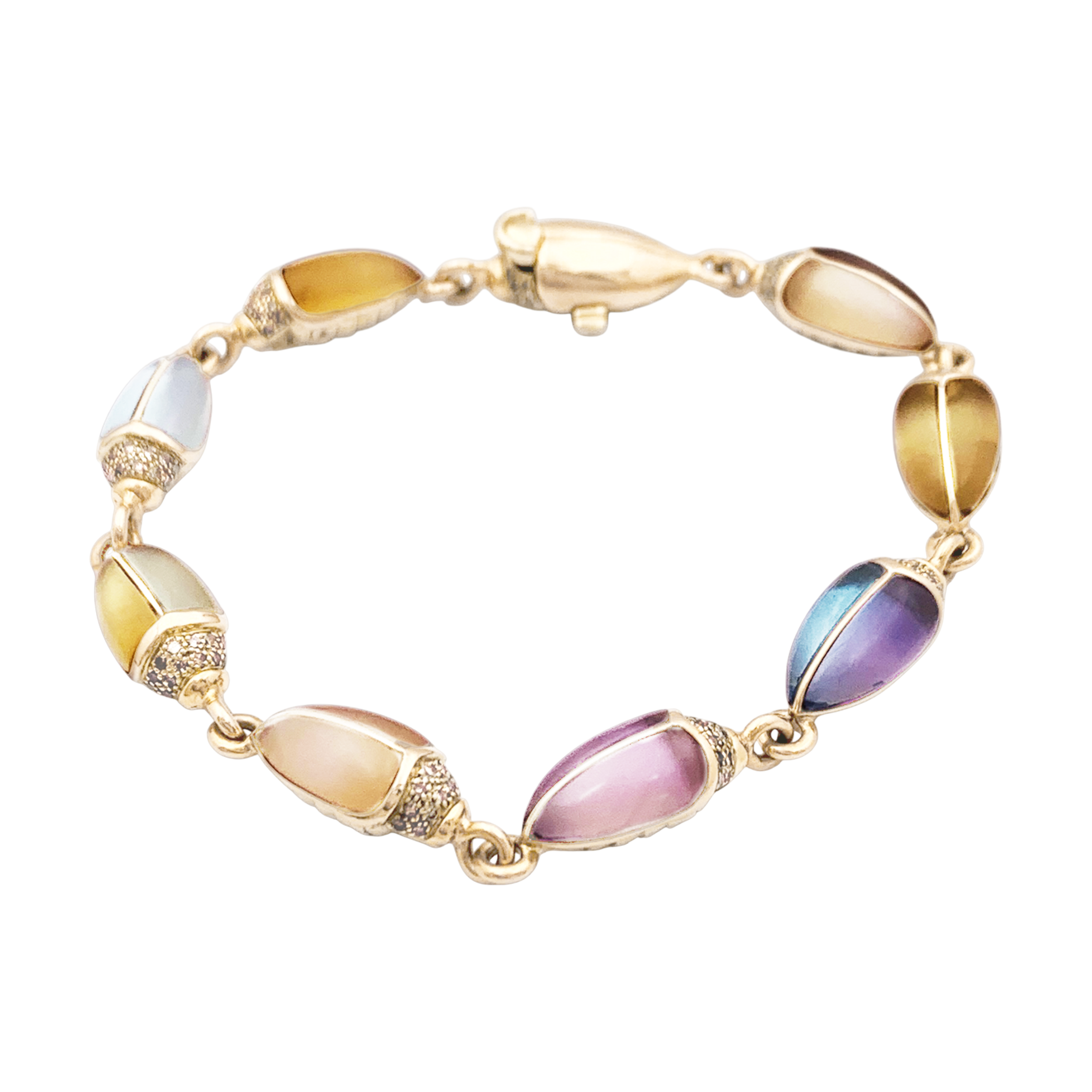 Bracelet Bibi Van Der Velden , «Mini Scarab Opal Eternity», or rose, pierres de couleurs.