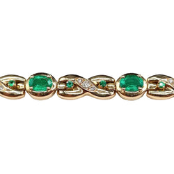 Bracelet Ligne en or jaune, émeraudes et diamants