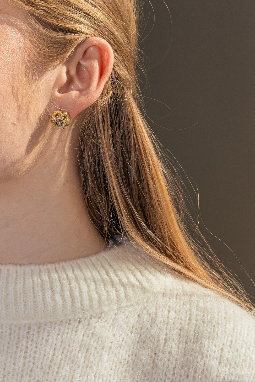 Yellow Gold Diamond Earrings