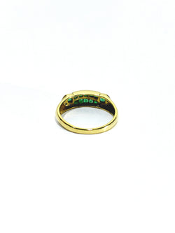Yellow Gold Ring with Diamonds and Emeralds