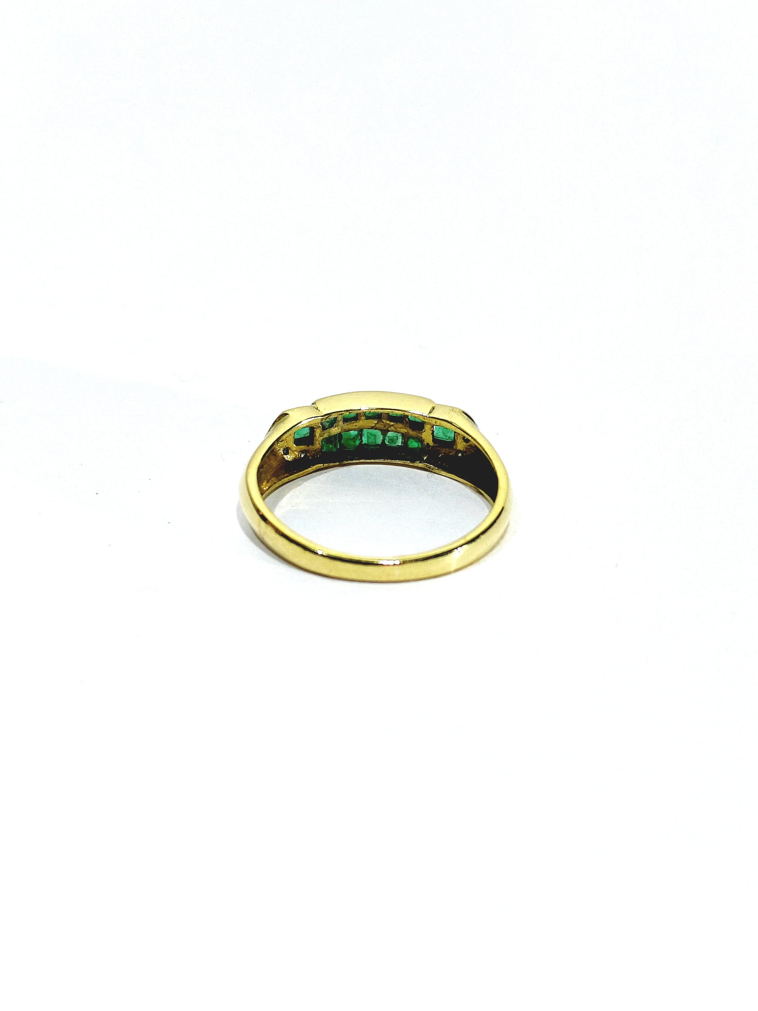 Yellow Gold Ring with Diamonds and Emeralds