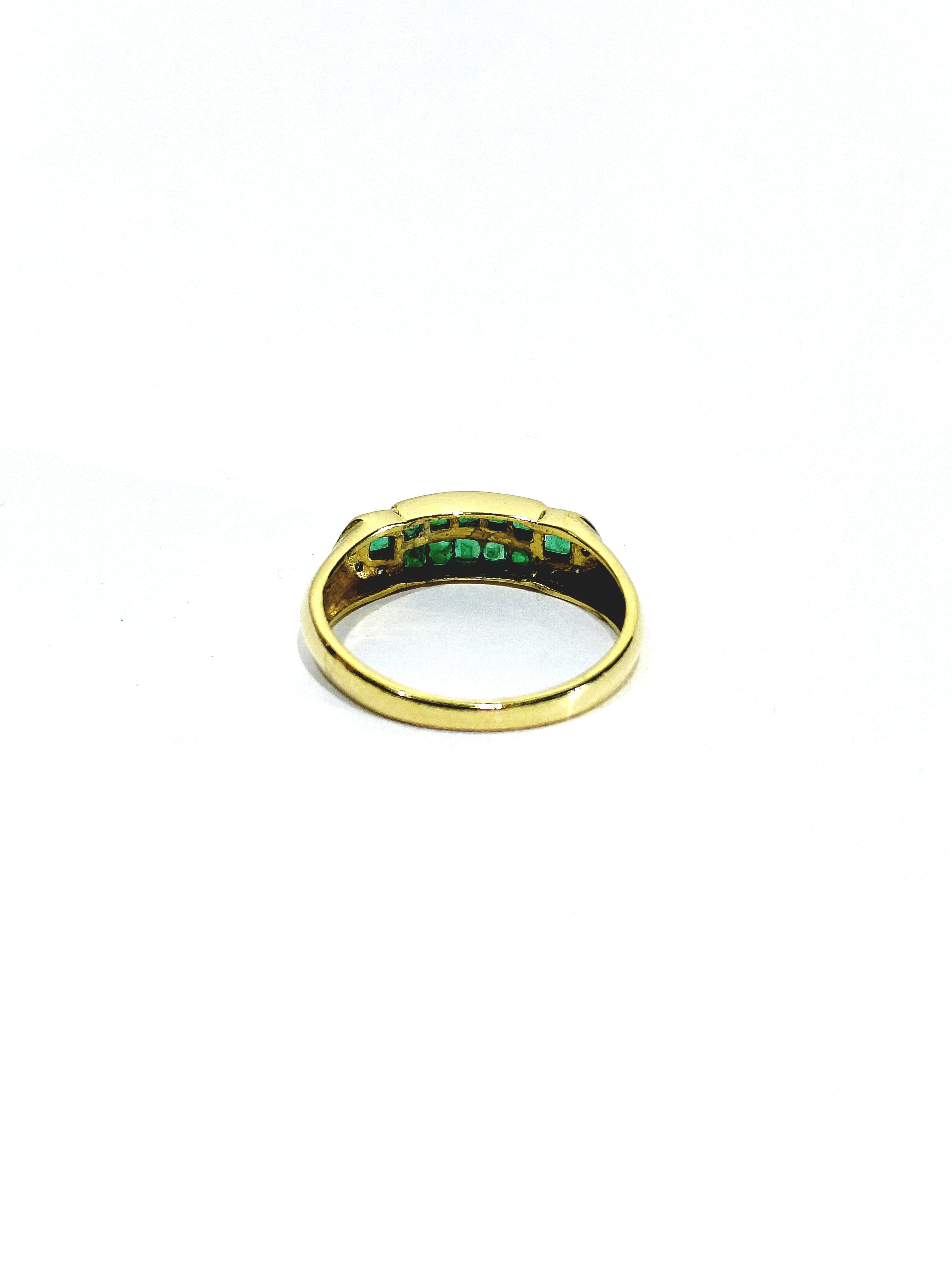 Yellow Gold Ring with Diamonds and Emeralds
