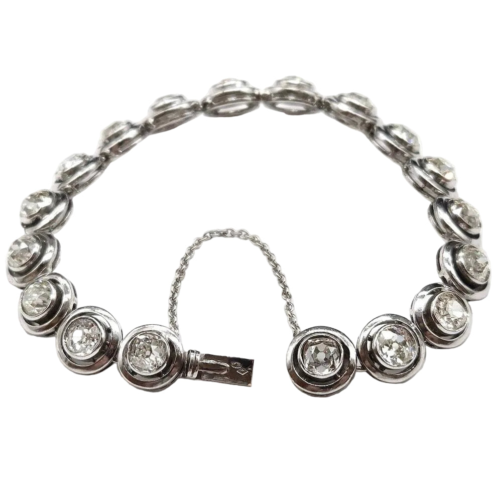 White gold, silver, and diamond bracelet