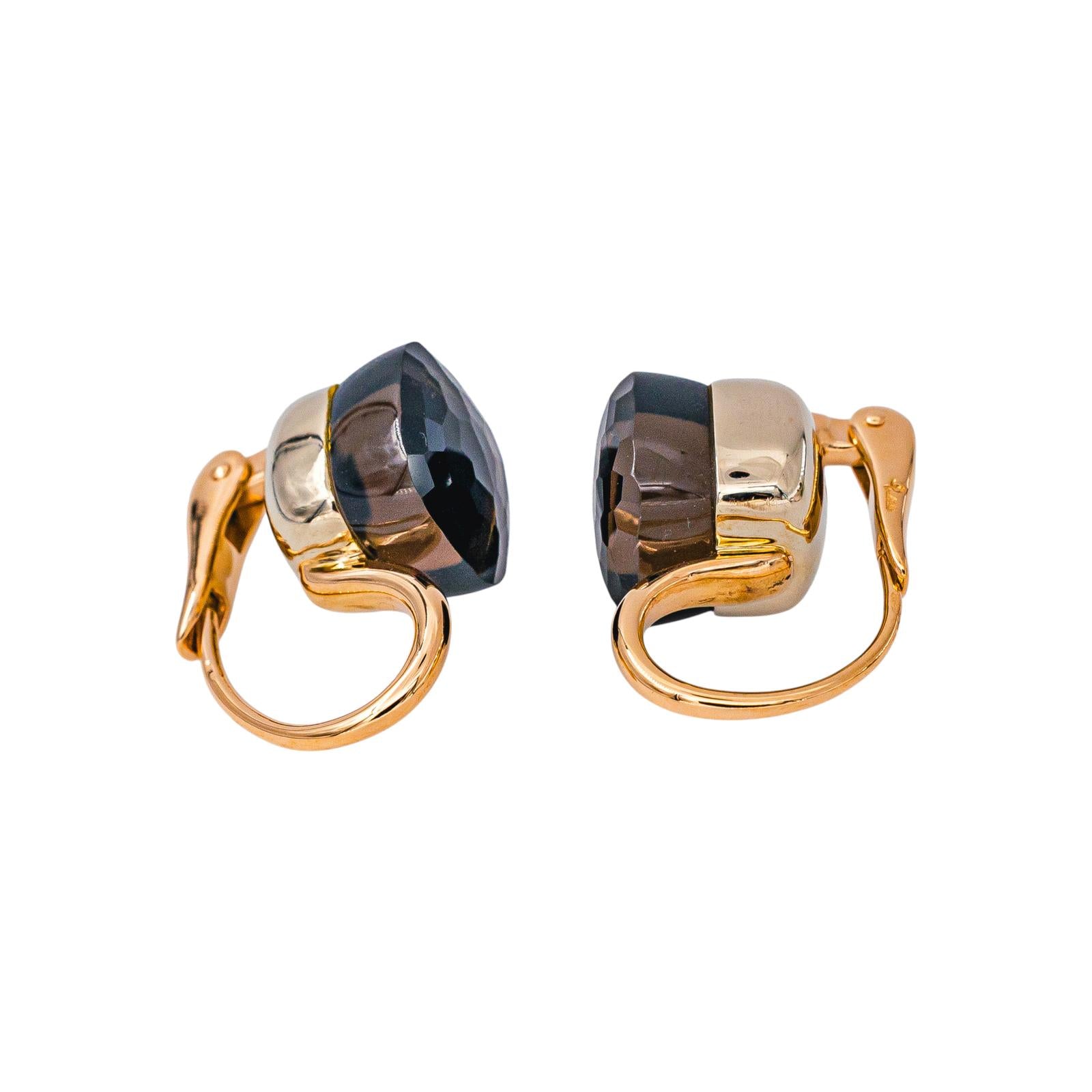 Pomelatto Nudo Earrings in Rose gold with Smoky quartz