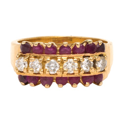 Band Ring in Yellow Gold, Rubies, and Diamonds