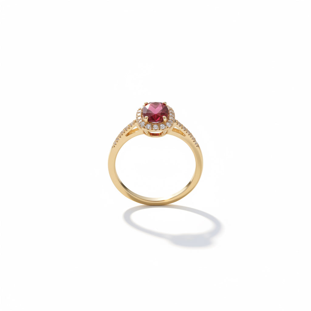 Ring in yellow gold and ruby