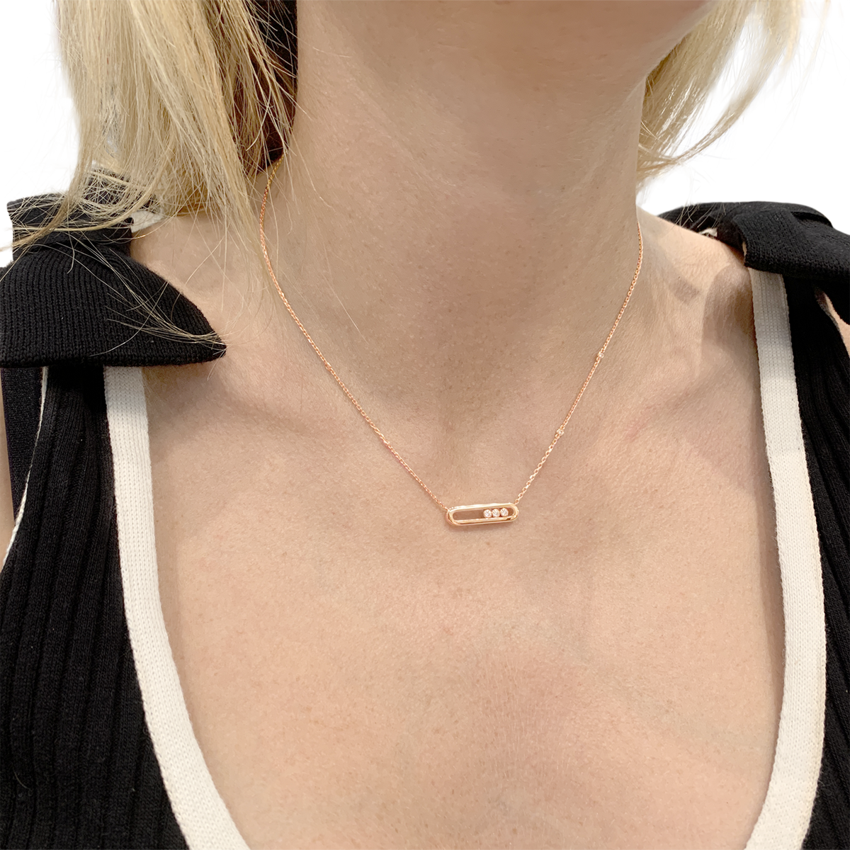 MESSIKA "Baby Move" PM Necklace with Pendant in Rose Gold and Diamonds