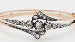 Rose Gold, Silver, and Diamond Bangle Bracelet