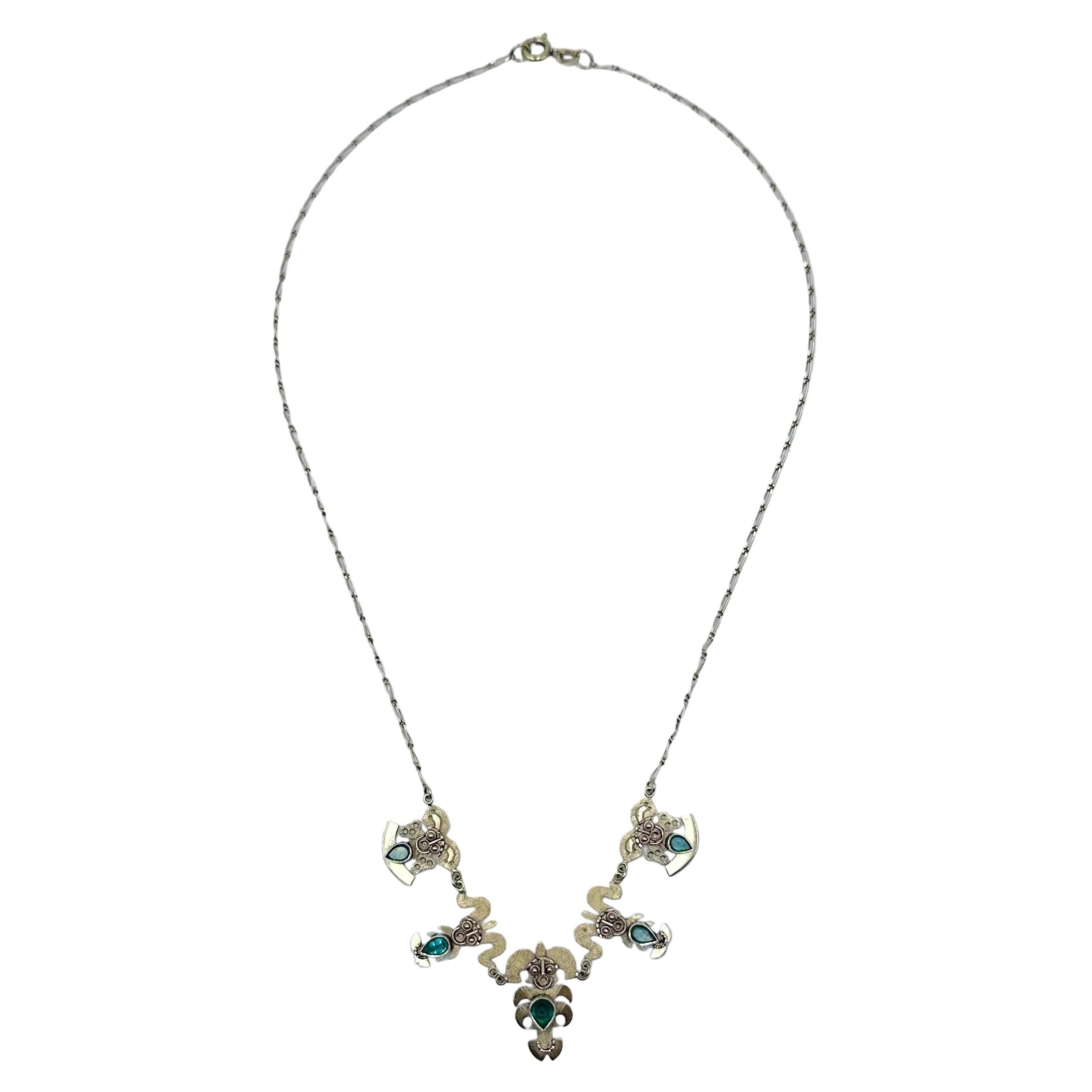 Drapery Necklace in Yellow Gold and Emerald
