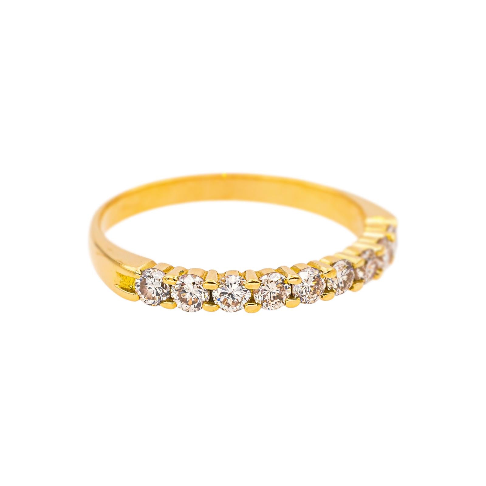 Half wedding band ring Yellow gold Diamond
