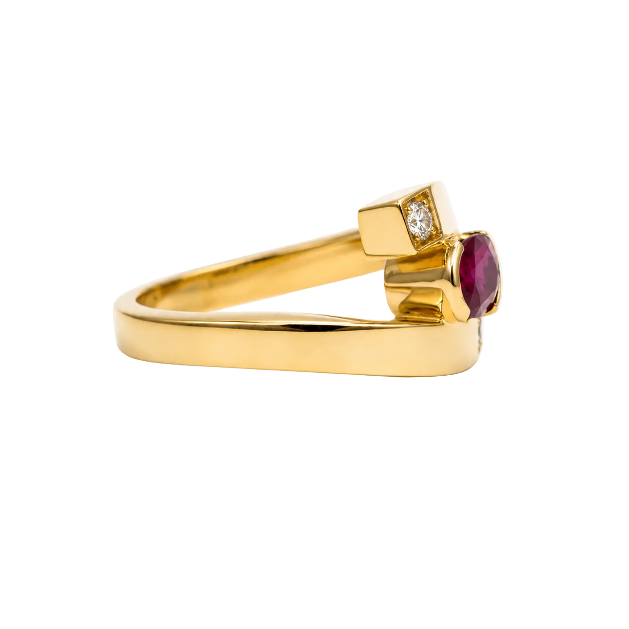"Toi & Moi" Ring in Yellow Gold, Rubies, and Diamonds