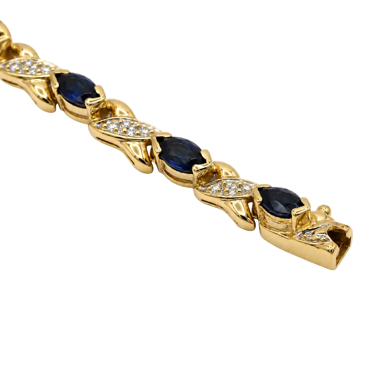 "Ligne" Bracelet in Yellow Gold, Sapphires, and Diamonds