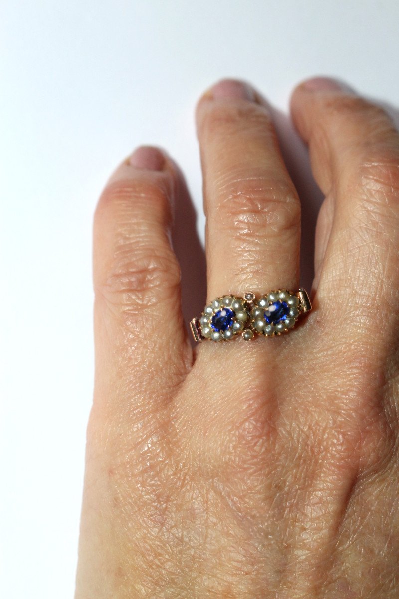 Bague Toi & Moi en or jaune et perles