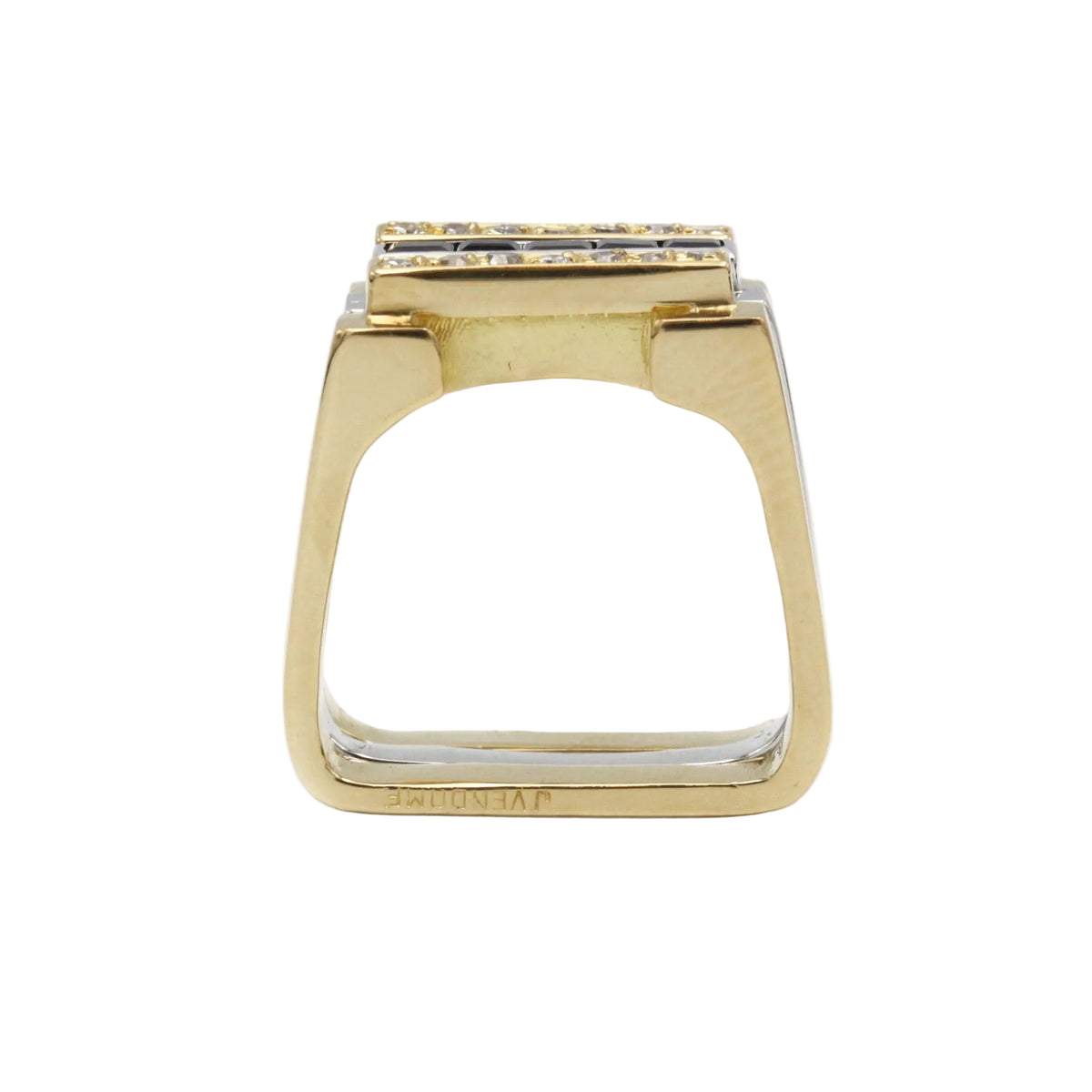 J.VENDOME Tank Rings in white gold, yellow gold, sapphires, and diamonds