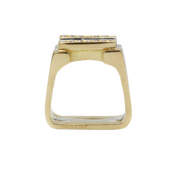 J.VENDOME Tank Rings in white gold, yellow gold, sapphires, and diamonds