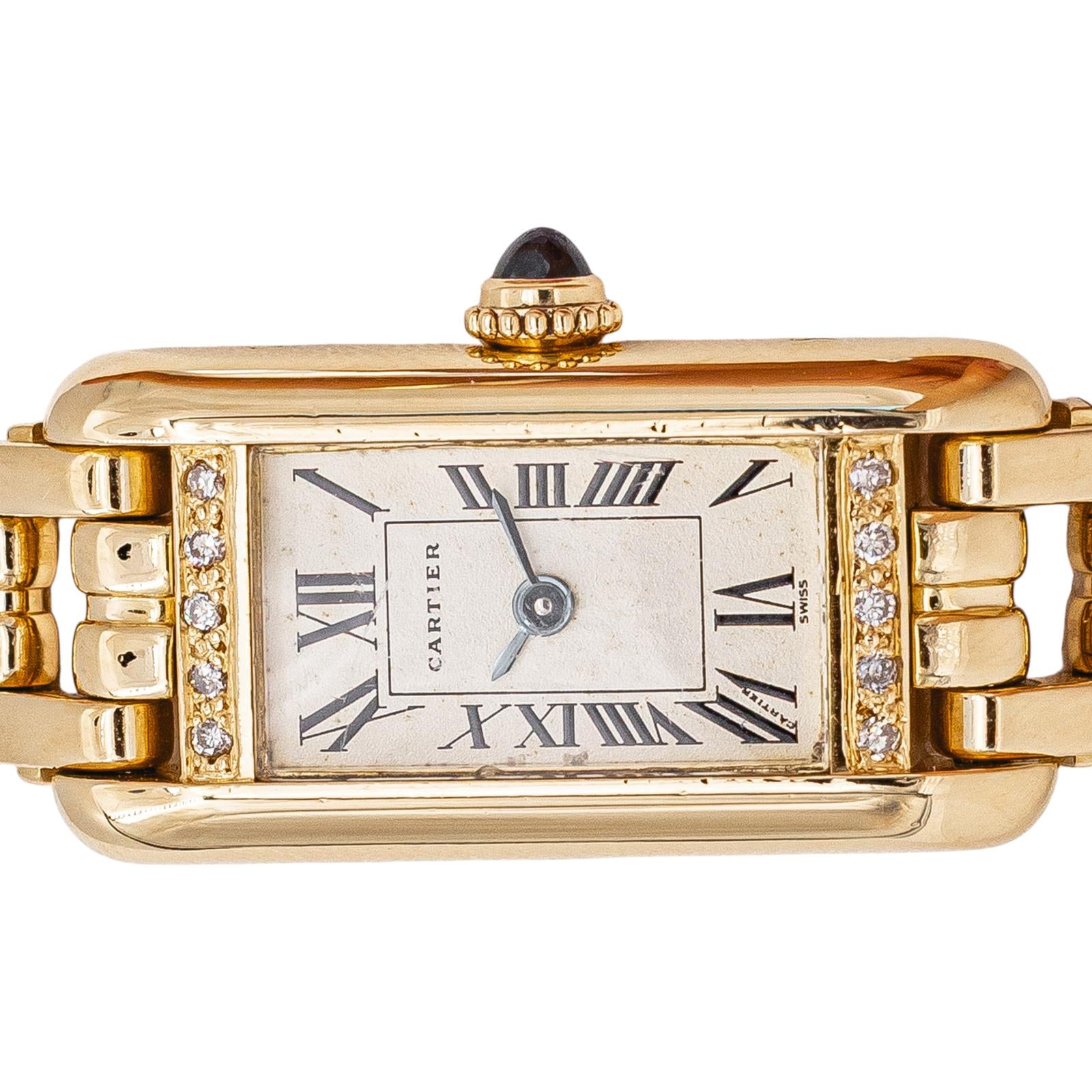 Montre CARTIER Tank Mini en or jaune et diamants