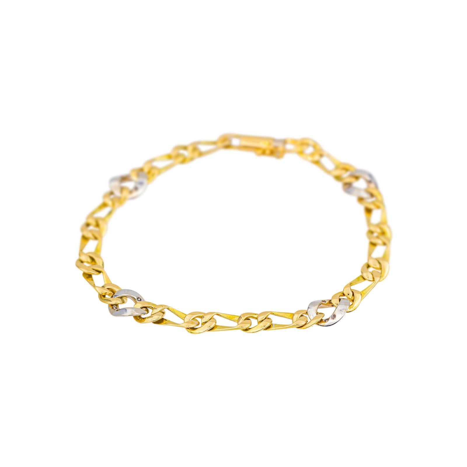 Yellow gold Diamond Curb chain Bracelet
