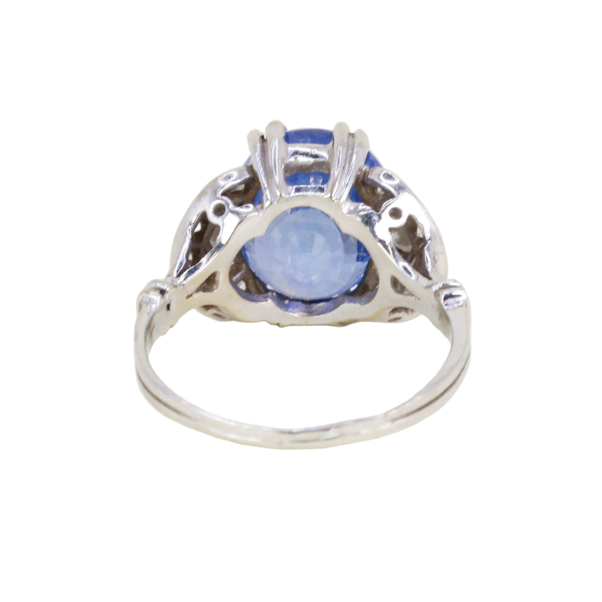 Platinum, sapphire, and diamond ring