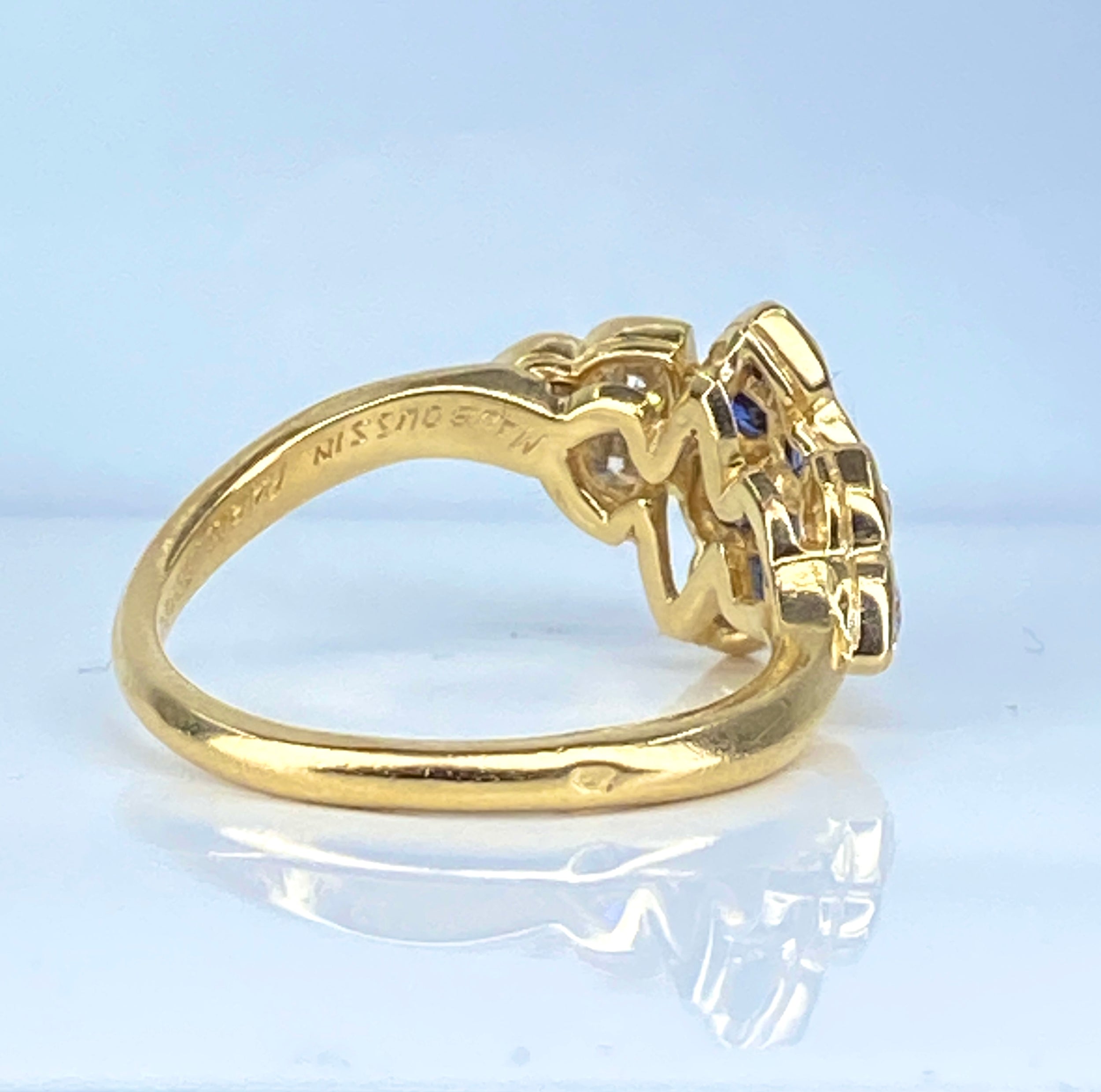 Bague Mauboussin en or jaune 18 carats en saphirs et diamants