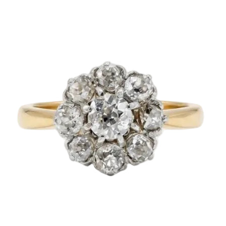 Marguerite Ring in Yellow Gold, Platinum, and Diamonds
