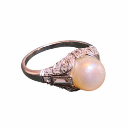 Platinum, Pearl and Diamond Ring