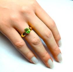 Yellow Gold Solitaire Ring with Peridot