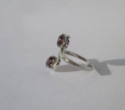 "Toi et Moi" Ring with 19th-Century Swirls, Garnets, Diamonds, and Platinum