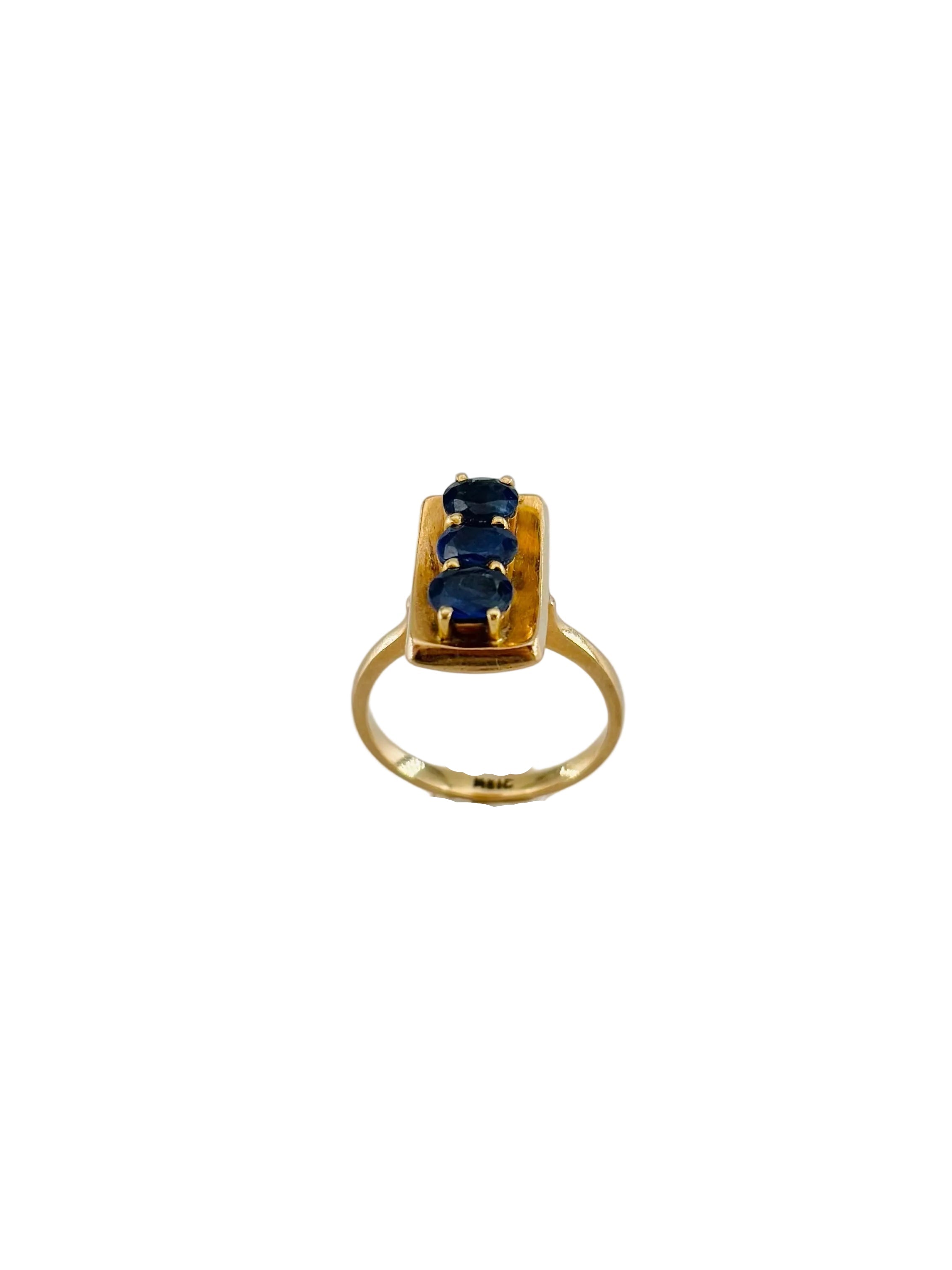 Retro Ring in Rose Gold and Sapphires
