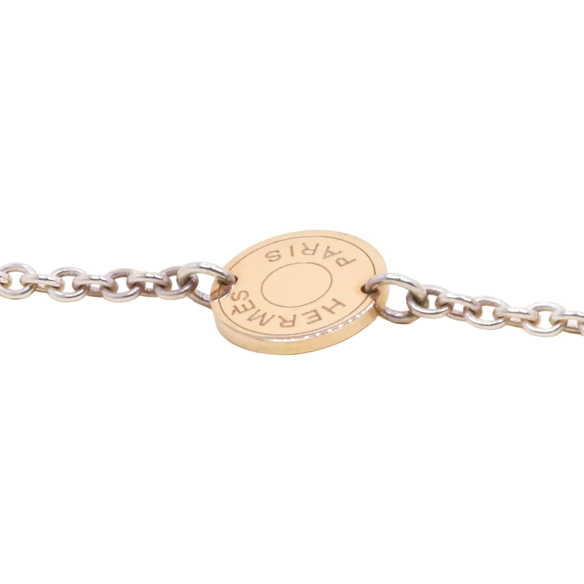 HERMÈS "Ex"Libris" Long Necklace in silver, rose gold, and silver