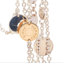 HERMÈS "Ex"Libris" Long Necklace in silver, rose gold, and silver