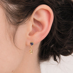 Yellow Gold and Sapphire Dangle Earrings