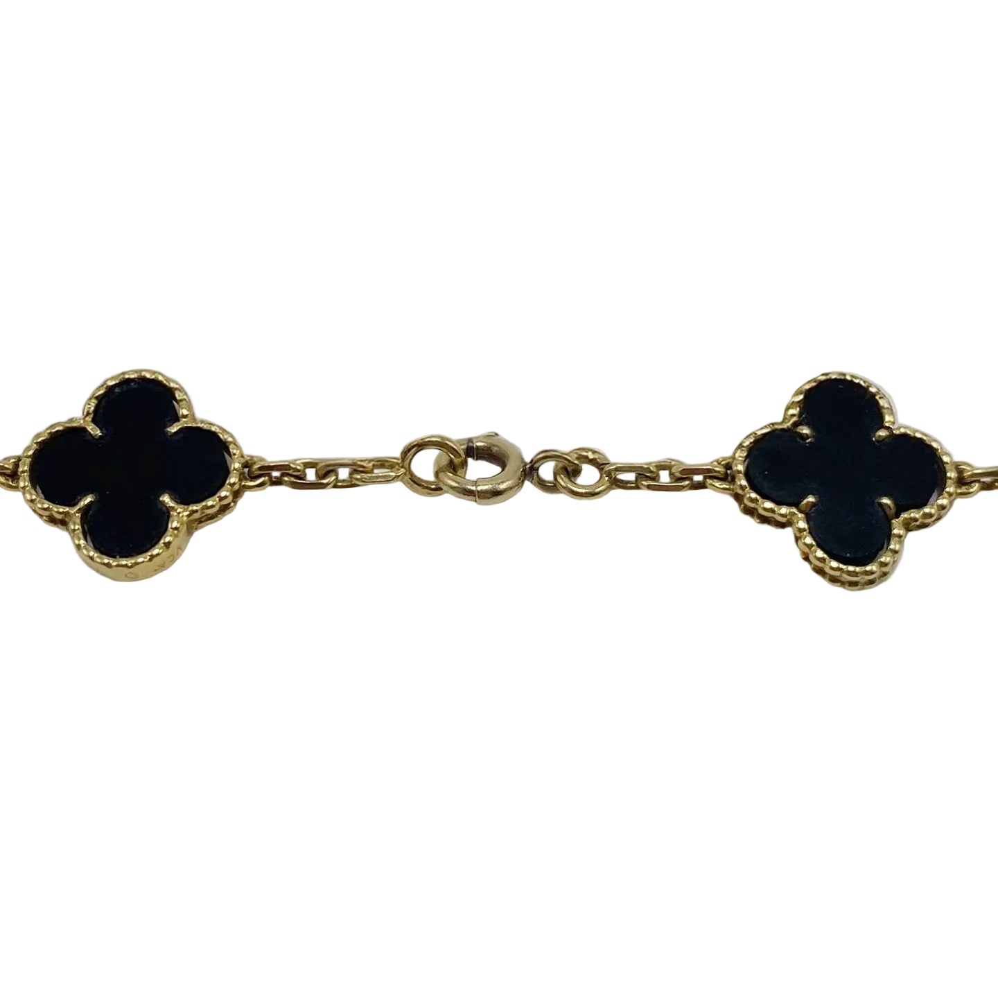 VAN CLEEF & ARPELS "Vintage Alhambra" Long Necklace in yellow gold and Onyx