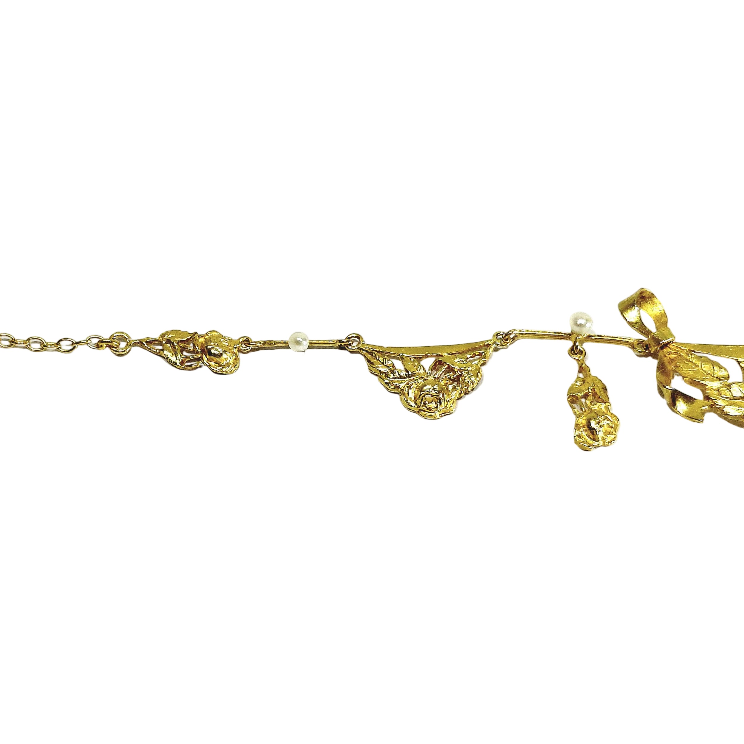 Champagne Gold and Pearl Drapery Necklace