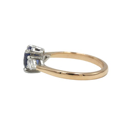 18K yellow gold ring with 750 diamonds and a 1.34 ct unheated Ceylon sapphire