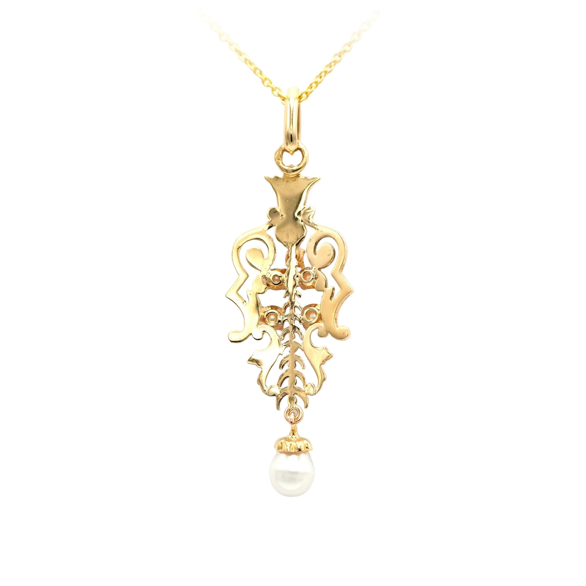 Yellow gold and pearl pendant