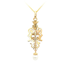 Yellow gold and pearl pendant