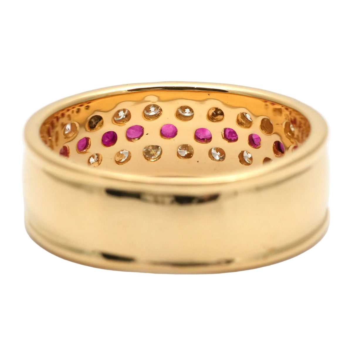 Band Ring in Yellow Gold, Rubies, and Diamonds