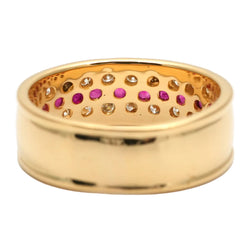 Band Ring in Yellow Gold, Rubies, and Diamonds