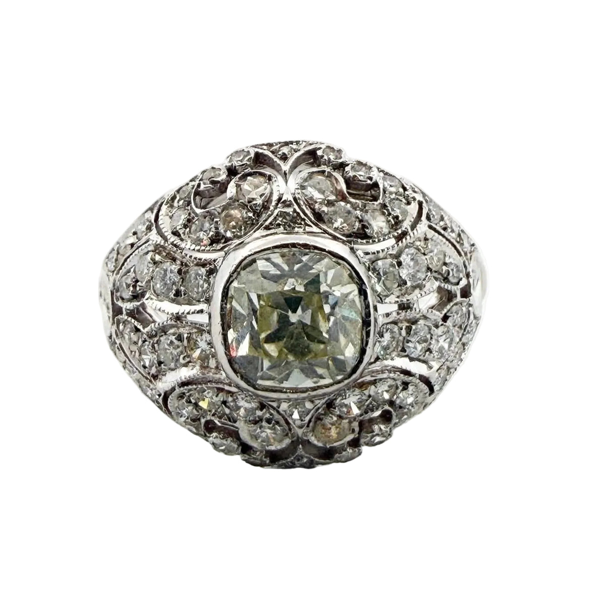 White Gold and Diamond Dome Ring