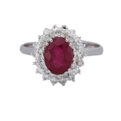 Entourage Ring in white gold, rubies, and diamonds