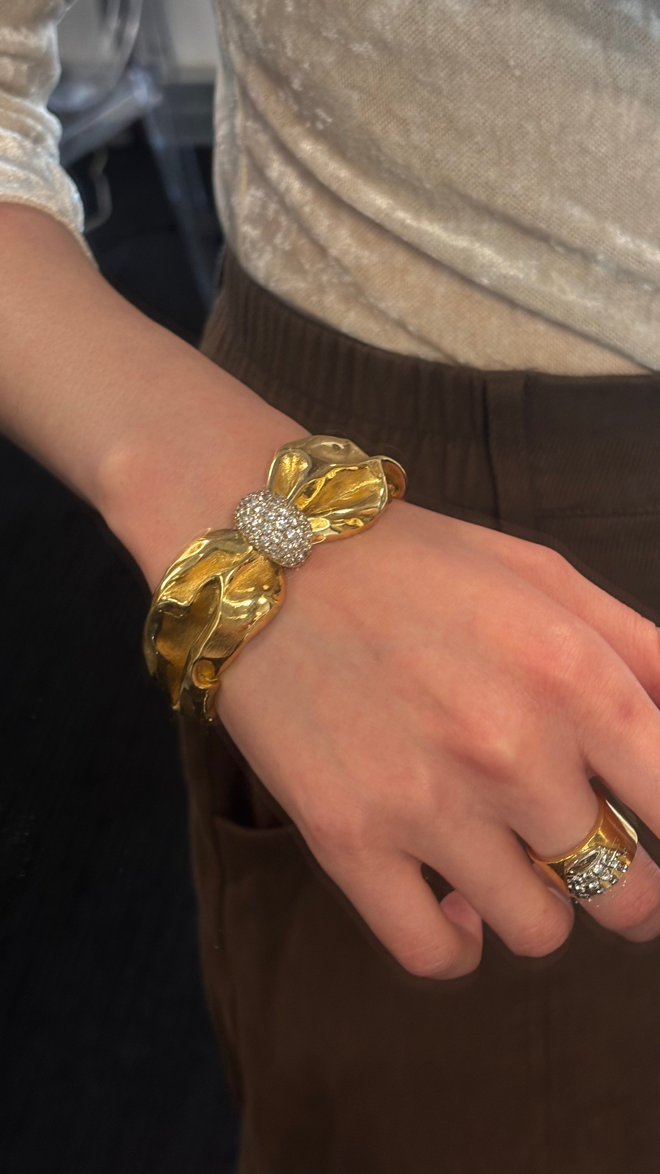 Yellow Gold and Diamond Bangle Bracelet