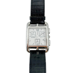 HERMÈS "Cape Cod Chrono" Watch in Steel and Leather