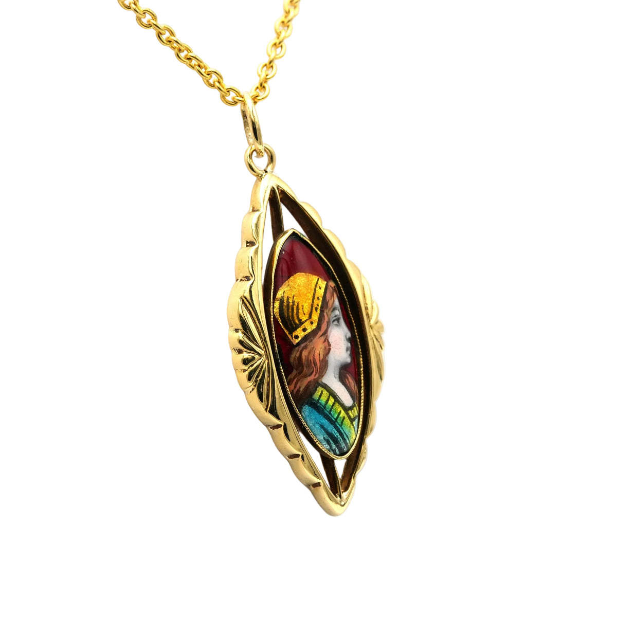 Yellow gold and enamel pendant